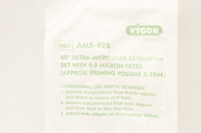 Vygon AMS-428 Ultra-Microbore Extension Set 60inch w/0.2 Micron Filter (x)